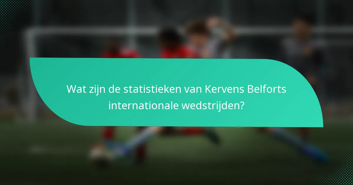 Wat zijn de statistieken van Kervens Belforts internationale wedstrijden?